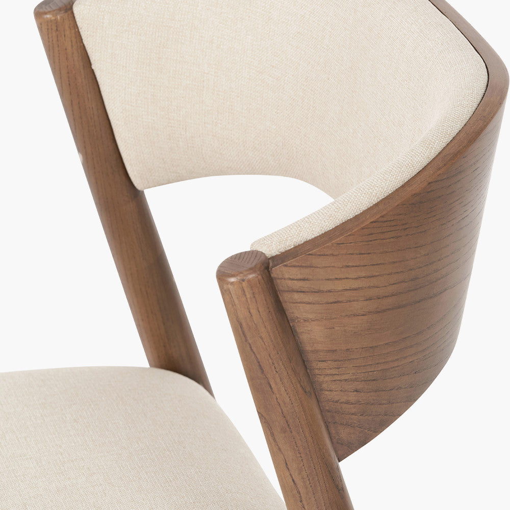 Elias Dark Ash Wood Retro Rectangle Dining Set with 6 Chairs